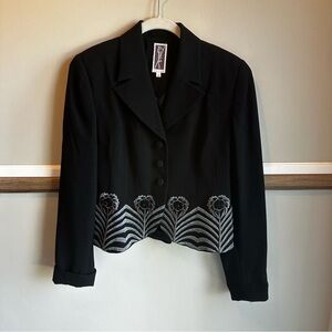 Vintage Zelda Black Jacket Beaded Embroidered Button Blazer​​